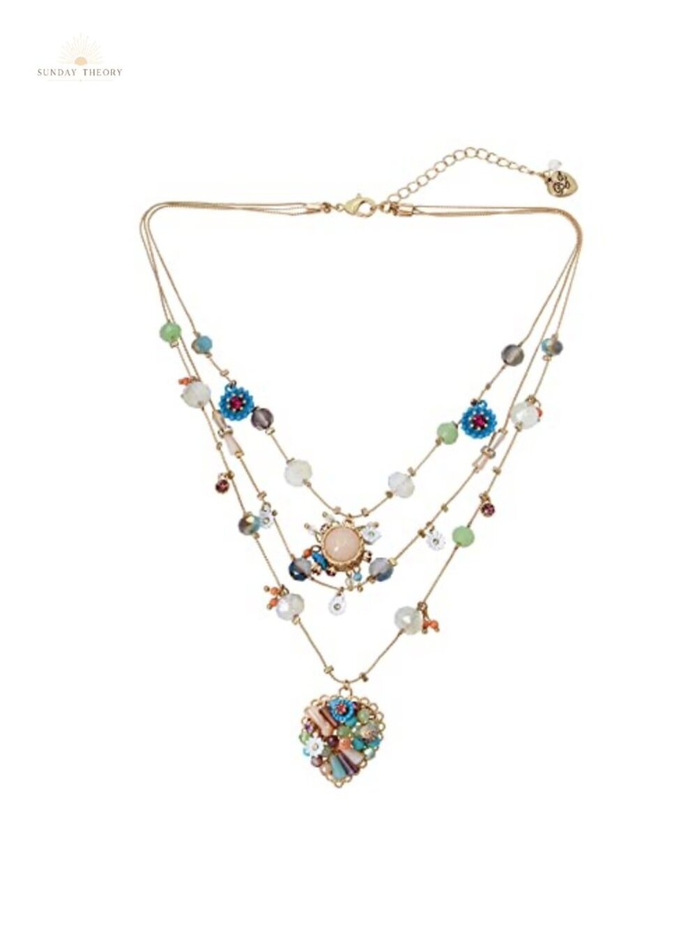 Layered Butterfly Charm Necklace Gold Tone